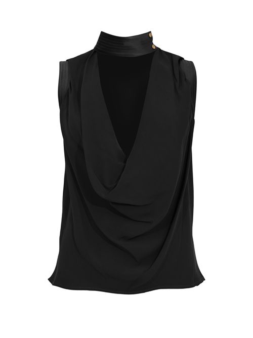 Top in georgette di viscosa Nero Elisabetta Franchi | CA13461E2110